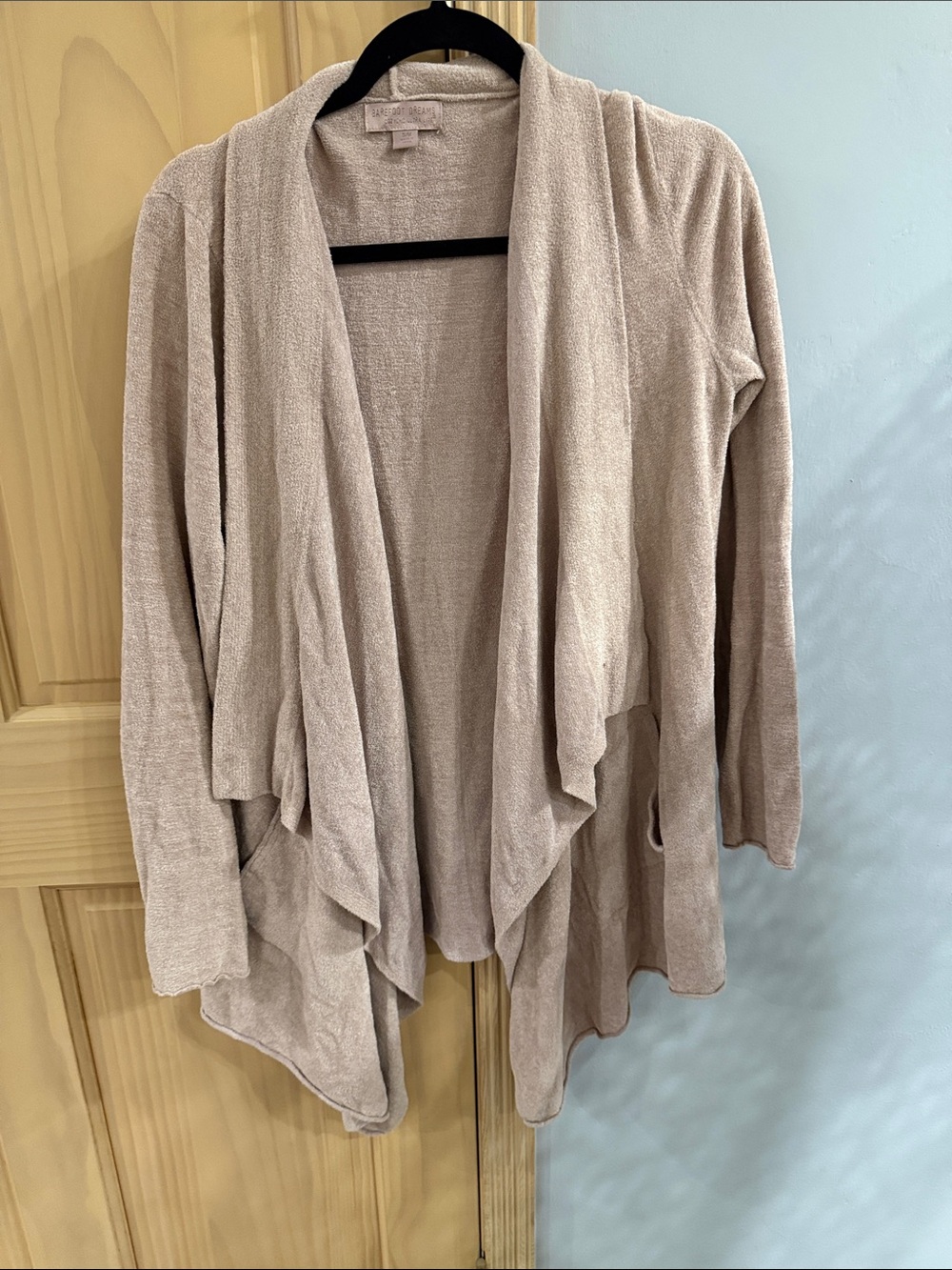 Barefoot Dreams CozyChic Lite Open Front Cardigan S/M Taupe